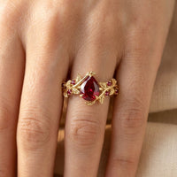 Gold Filigree Ruby Pear Ring