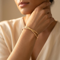Gold Twisted Cuff Open Bracelet