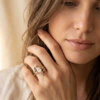 Gold Oval Diamond Sapphire Floral Ring