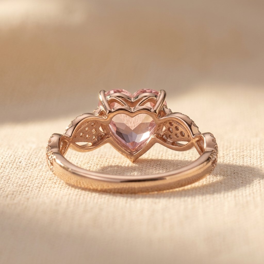 Rose Gold Pink Tourmaline Heart Ring