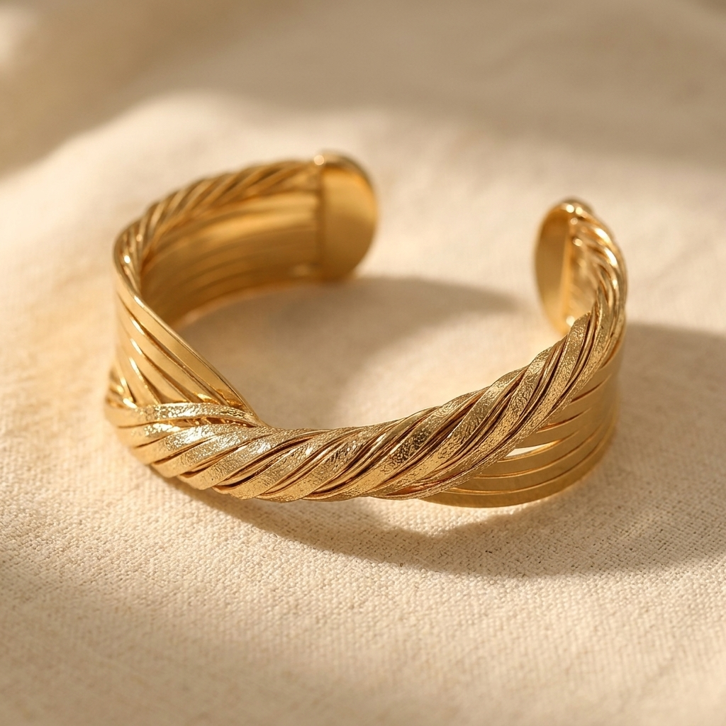 Twisted Gold Plated Cuff Bracelet