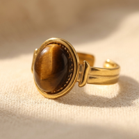 Vintage Gold Oval Tiger Eye Stone Ring