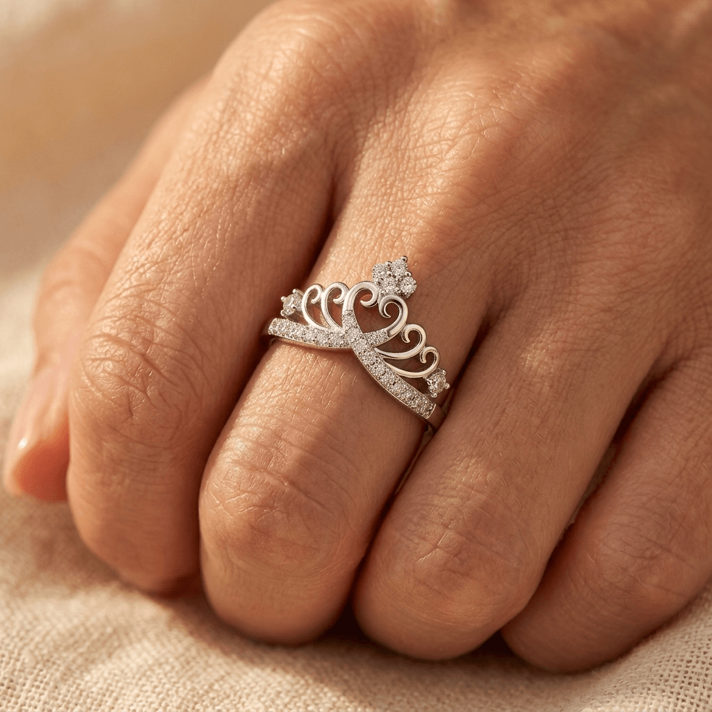 Elegant Women's Silver Cubic Zirconia Wide Ring