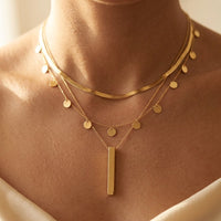 Vintage Gold Layered Round Disc Necklace