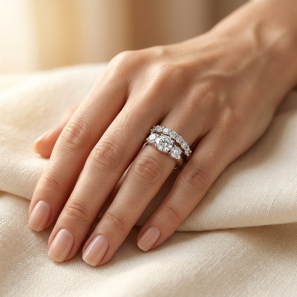 Silver Round Cubic Zirconia Three Stone Ring