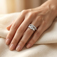Silver Round Cubic Zirconia Three Stone Ring