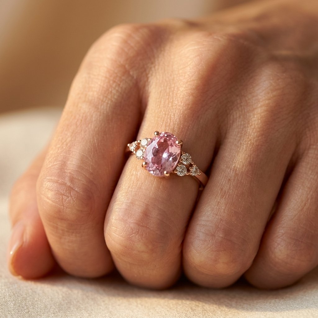Rose Gold Pink Tourmaline Oval Ring