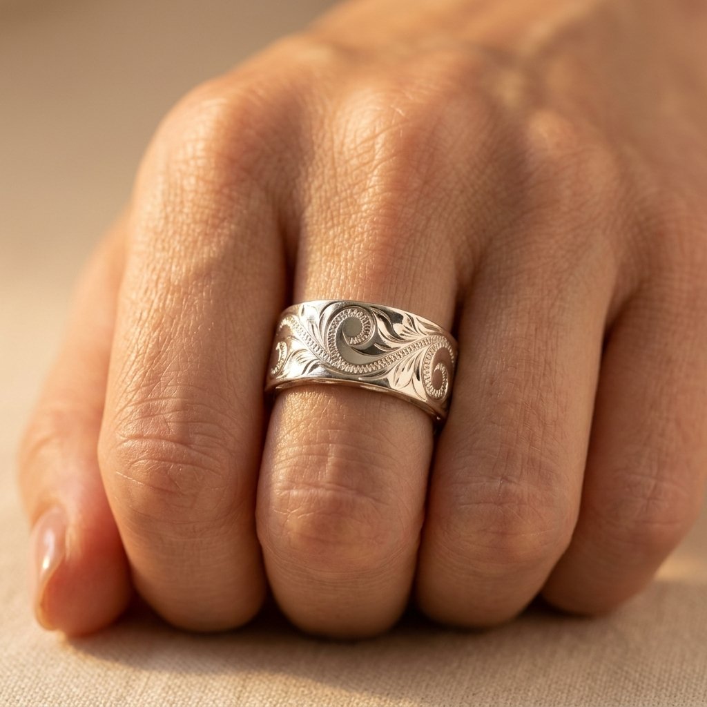 Vintage Silver Filigree Scrollwork Band Ring