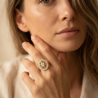 Vintage Gold Filigree Oval Cubic Zirconia Ring