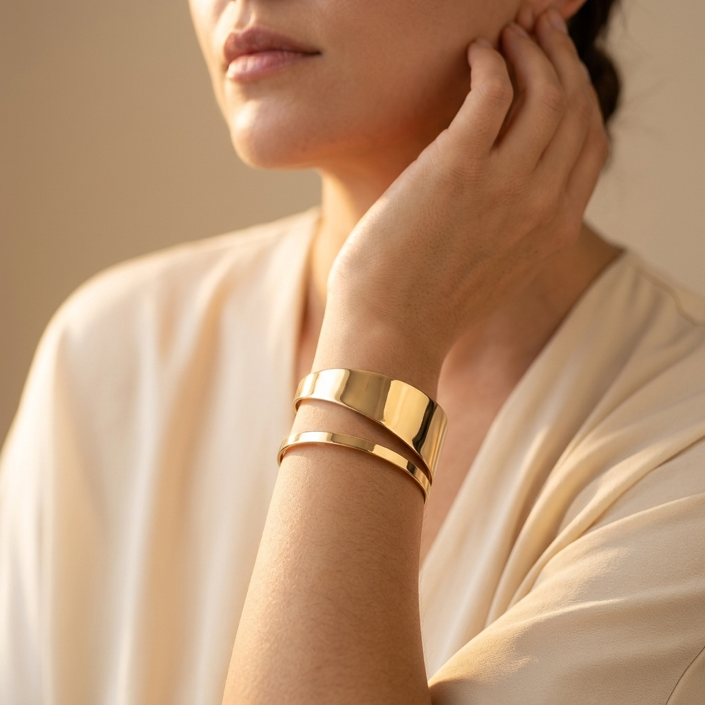 Gold Brushed Cuff Open Bracelet