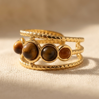 Vintage Gold Tigers Eye Multi Stone Ring