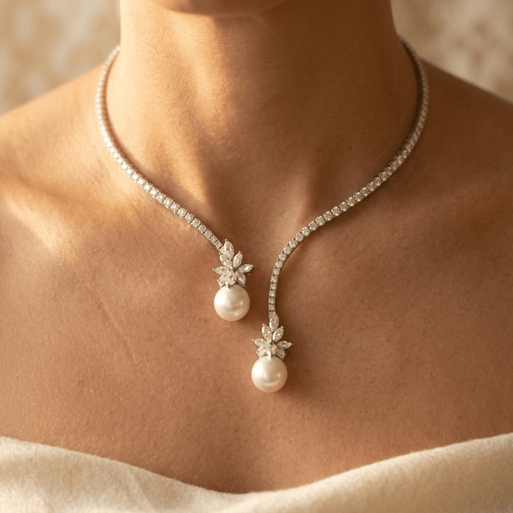 Elegant Sterling Silver Pearl Drop Necklace