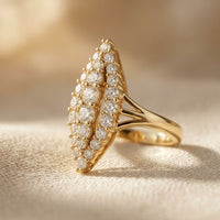Gold Cubic Zirconia Marquise Cluster Ring