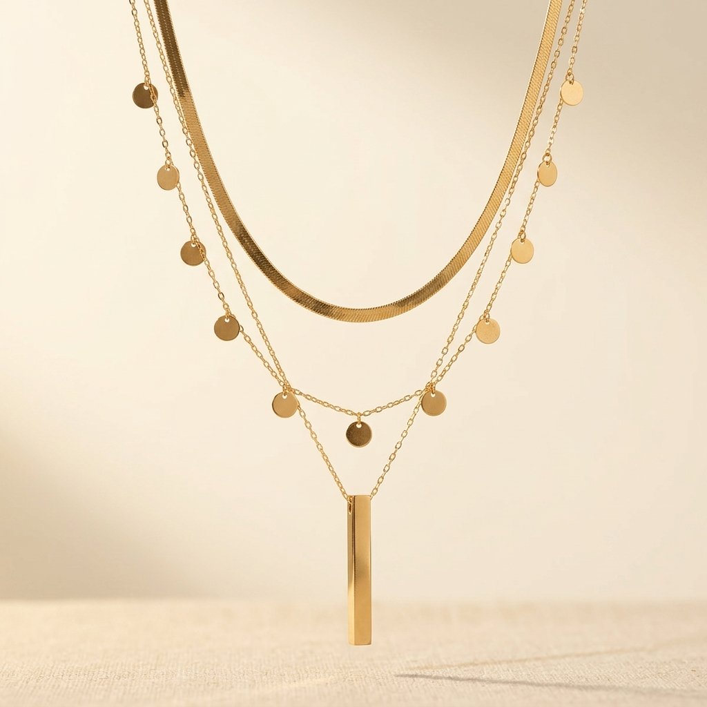Vintage Gold Layered Round Disc Necklace