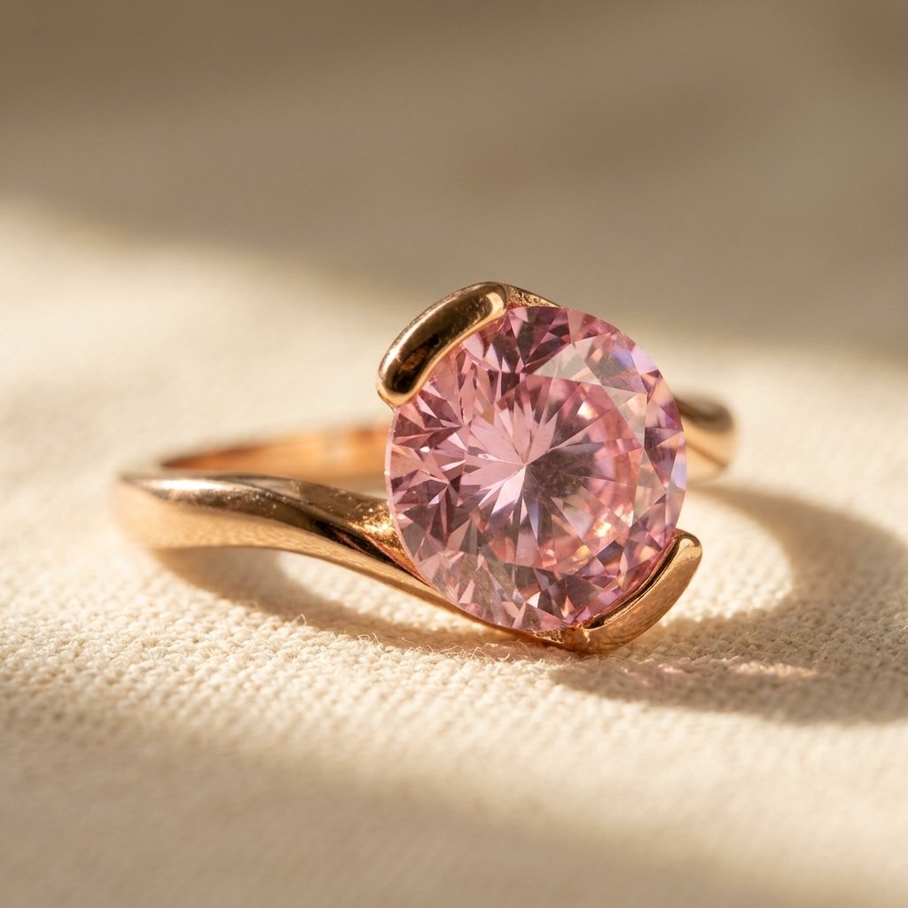 Rose Gold Pink Tourmaline Oval Ring