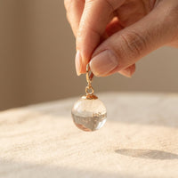 Clear Glass Ball Gold Huggie Earrings