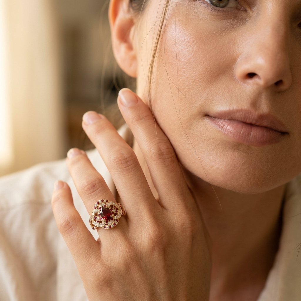 Vintage Gold Oval Ruby Filigree Ring