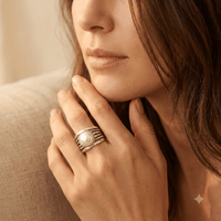 Bohemian Silver Pearl Twisted Statement Ring