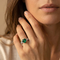 Elegant Emerald Zirconia Claw Set Ring
