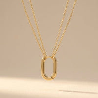 Gold Oval Link Double Chain Necklace