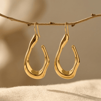 Gold Chunky C Shaped Drop Earrings