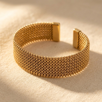 Gold Mesh Woven Stainless Steel Cuff Bracelet