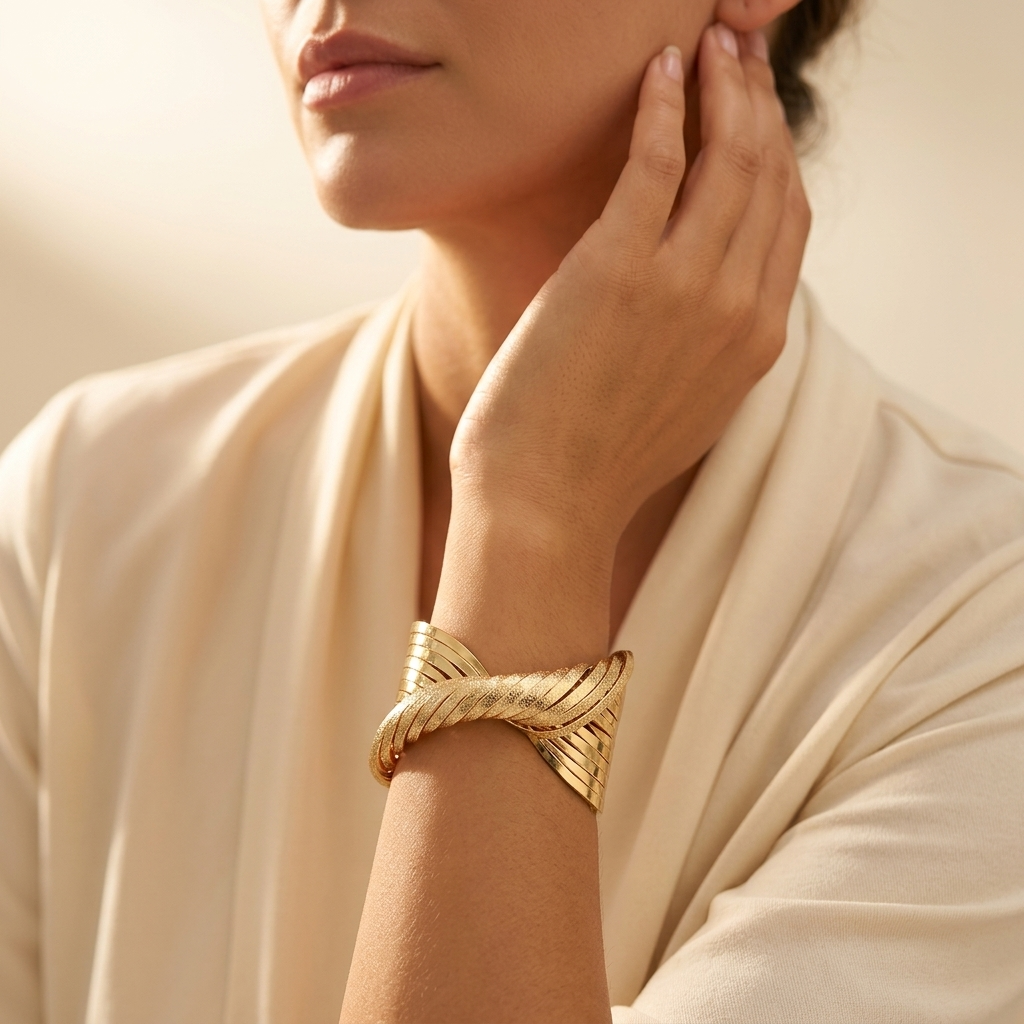 Twisted Gold Plated Cuff Bracelet
