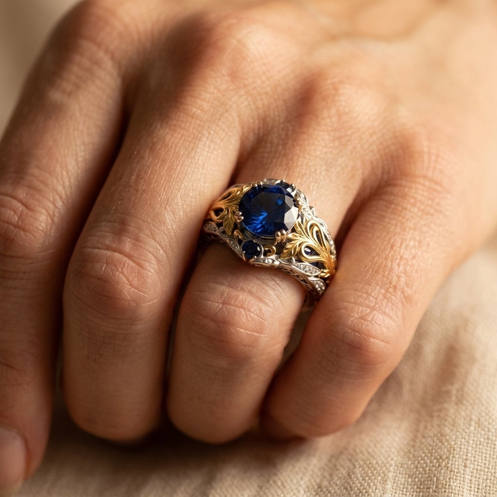 Vintage Gold Sapphire Filigree Ring