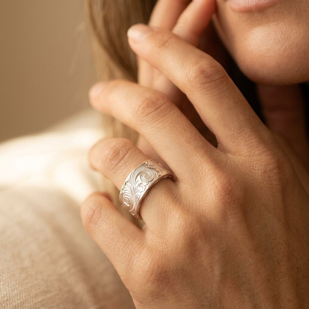 Vintage Silver Filigree Scrollwork Band Ring
