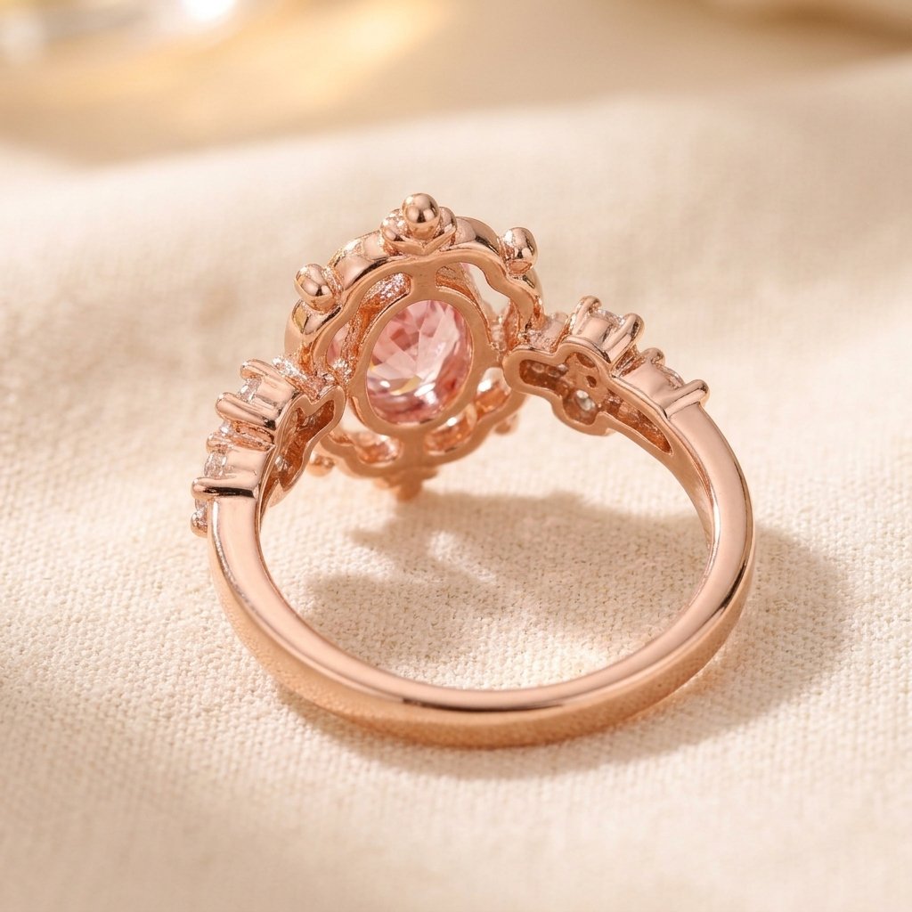 Rose Gold Pink Tourmaline Filigree Ring