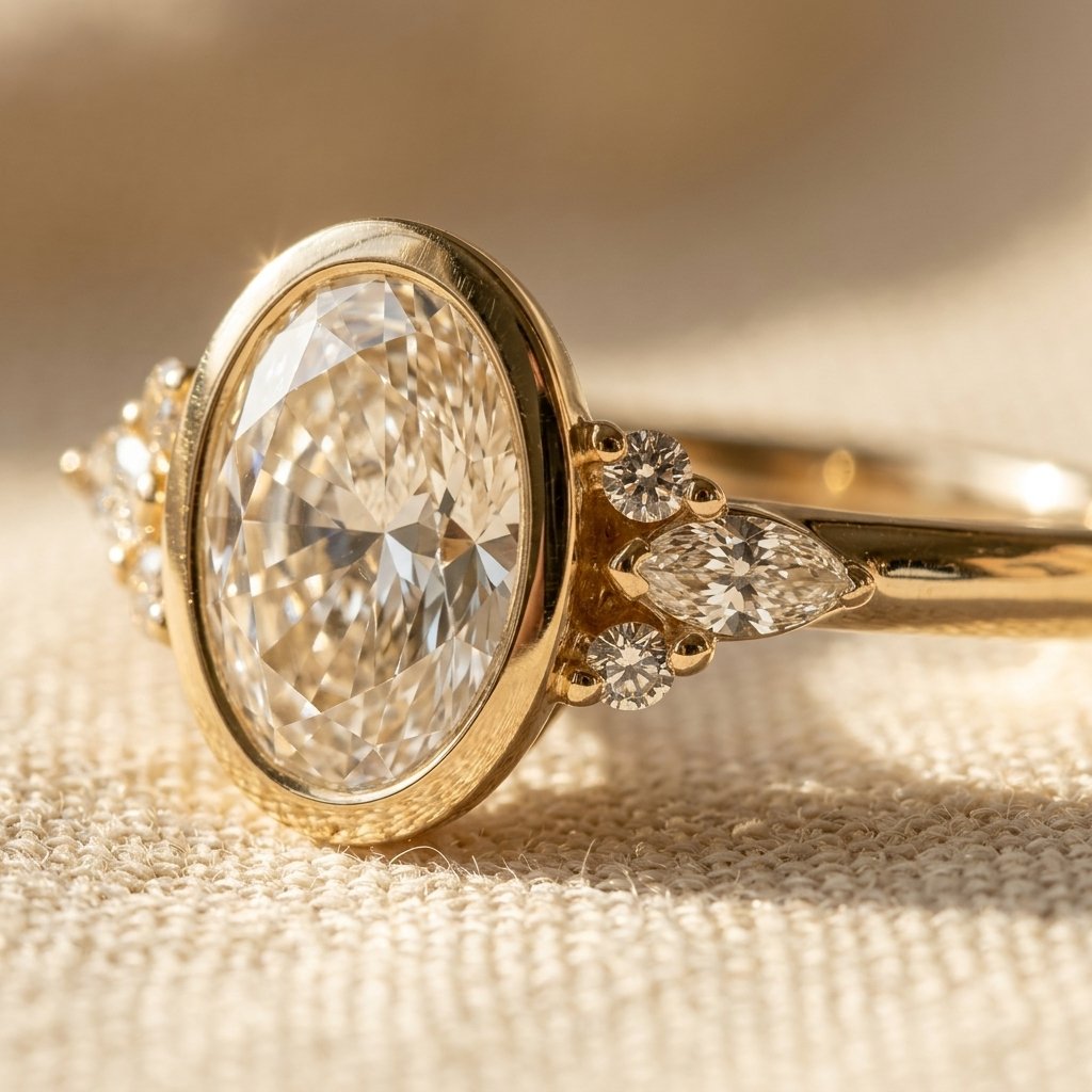 Vintage Gold Oval Zirconia Cluster Ring