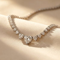Silver Heart Graduated Tennis Necklace