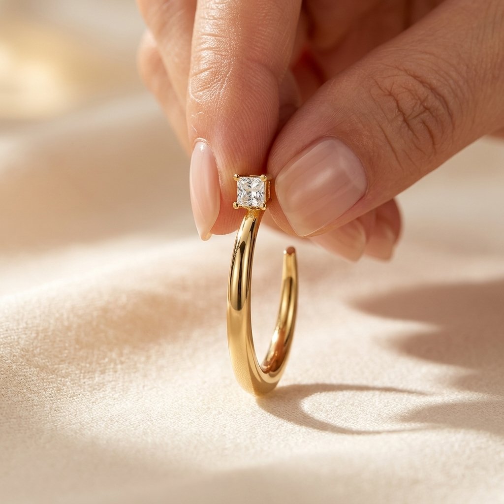 Minimalist Gold Square Cubic Zirconia Earrings