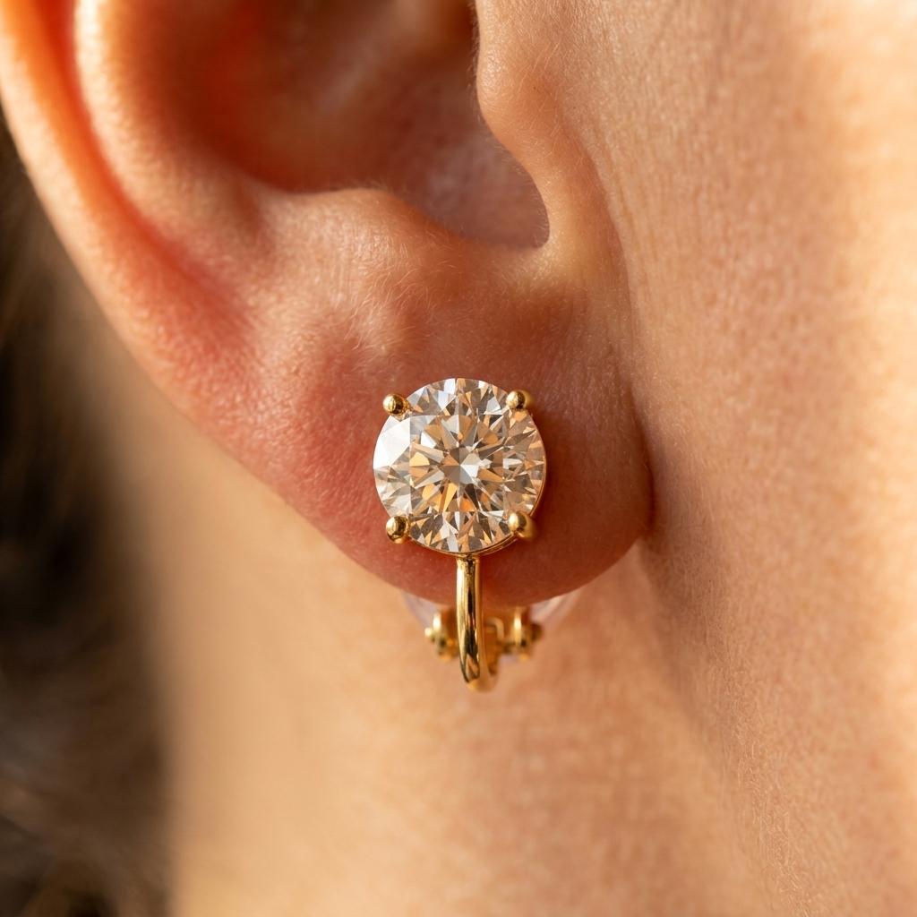 Golden Plated Synthetic Zirconia Stud Earrings