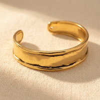 Gold Distressed Minimalist Open Cuff Bracelet