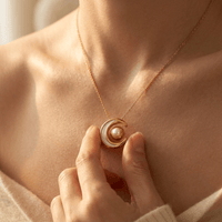 Gold Moon Pearl Crescent Pendant Necklace