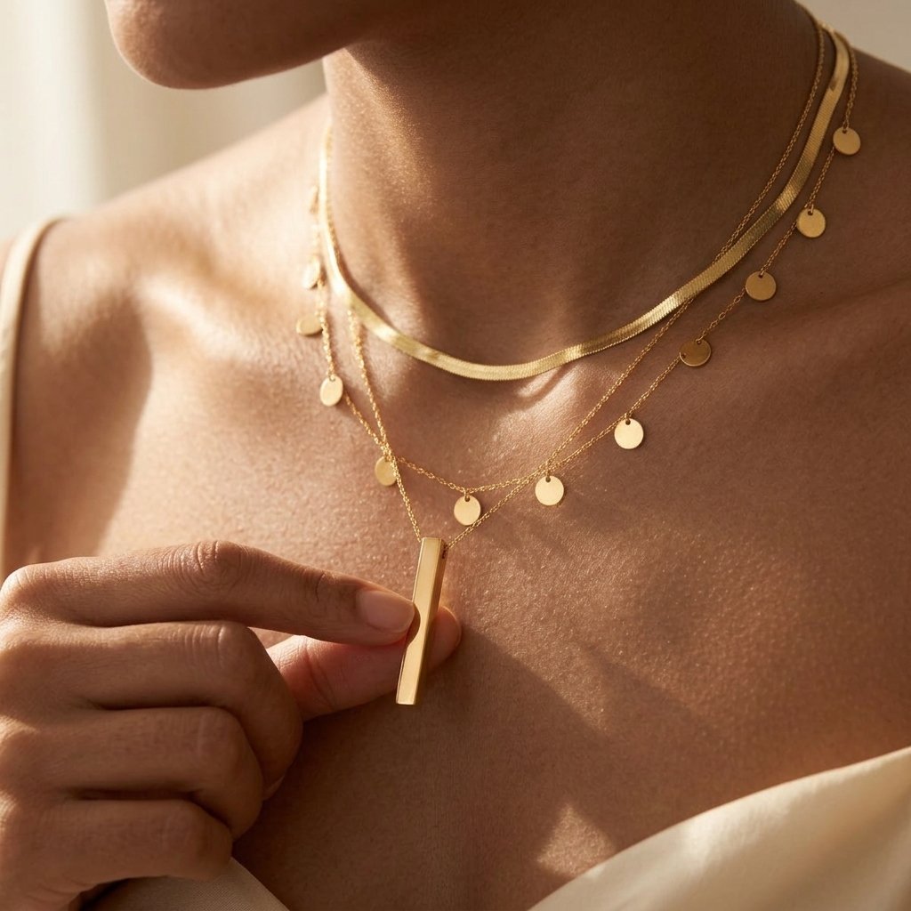 Vintage Gold Layered Round Disc Necklace