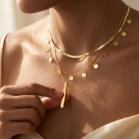 Vintage Gold Layered Round Disc Necklace