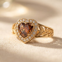 Vintage Gold Smoky Quartz Heart Ring