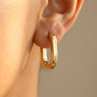 Gold Polished Chunky Oval Hoop Earrings