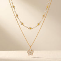 Boho Gold Layered Daisy Flower Necklace
