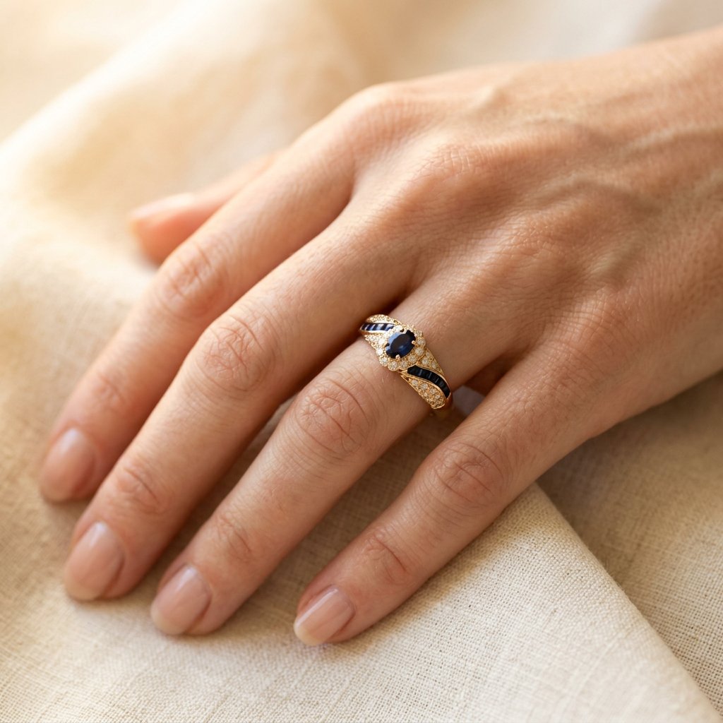 Vintage Gold Sapphire Oval Filigree Ring