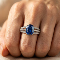 Silver Blue Sapphire Oval Filigree Ring