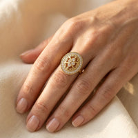 Vintage Gold Filigree Oval Cubic Zirconia Ring