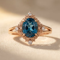 Vintage Rose Gold Filigree Oval Ring
