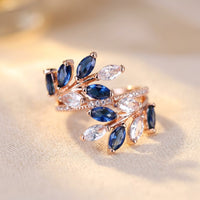 Rose Gold Sapphire Oval Leaf Ring