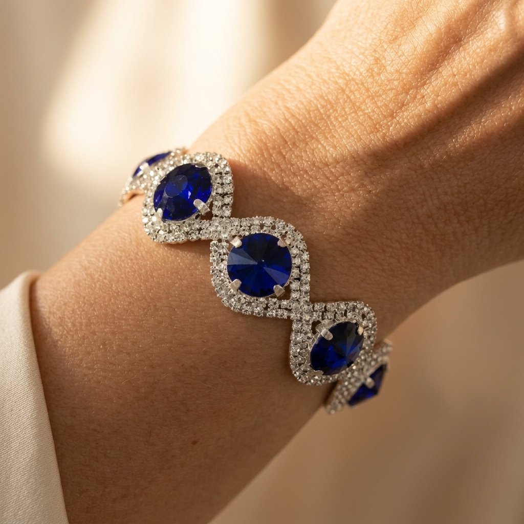 Vintage Silver Sapphire Round Bracelet