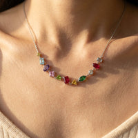 Rainbow Multicolor Cubic Zirconia Pendant Necklace