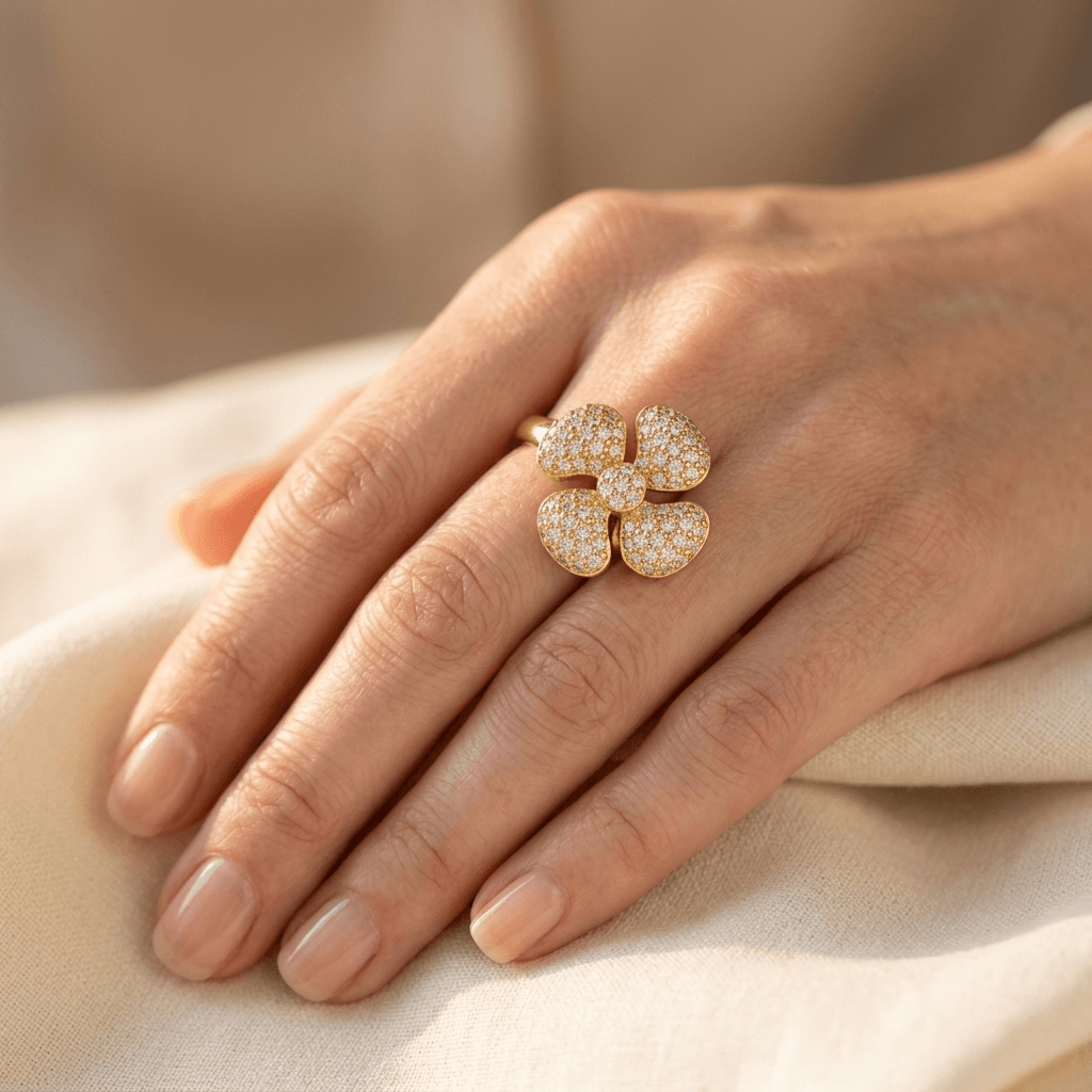 Elegant 18K Gold Plated Encrusted Ring