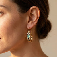 Vintage Mint Cabochon Pearl Hoops